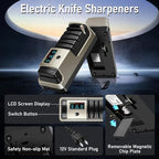 Upgrade 5 in 1 Electric Knife Sharpener with LCD Screen, 3 Rotational Speed Adjustable, 100% Diamond knife sharpener for Straight, Serrated, Meat Cleaver, Ceramic Knives & Scissors, Light Blonde