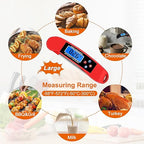 2 pcs Red Digital Talking Thermometer for The Blind, Waterproof Instant Read Food Thermometer, Probe for Cooking and Grilling