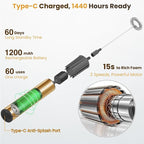 Rechargeable Milk Frother Handheld Electric Frother Wand Milk Foamer Drink Mixer for Coffee, Lattes, Cappuccino, and Egg, Stainless Steel for Travel-Golden