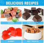 Mini Square-Terrace Silicone Chocolate Molds 50 Cavities - Walfos Non Stick Silicone Candy Molds, Silicone Molds for Chocolate, Candy, Gummy, Jelly, Ice Cubes, Food Grade & Dishwasher Safe, 2 Packs