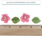 Global Sugar Art Blossoms and Leaves Edible Sugar Cake & Cupcake Flowers, Pink, Small Unwired, 24 Count with Leaves by Chef Alan Tetreault