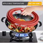 Collapsible Microwave Splatter Cover - Vented Silicone & Glass Lid with Easy-Grip Handle, Fits 6 to 10 Inch Plates & Bowls, 10.8 Inch Diameter, Prevents Splatters & Ensures Even Heating
