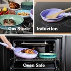 Ombré Ceramic Titanium Non-Toxic, Nonstick Cookware Set 8-Piece Modular System with Removable Handle and Magnetic Lid, Magnetic Spatula, Eco-Friendly, Oven & Dishwasher Safe (Green)