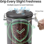Veken Coffee Canister, Airtight Stainless Steel Kitchen Food Storage Container with Date Tracker and Scoop for Beans, Grounds, Tea, Flour, Cereal, Sugar, 16OZ, Gray
