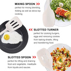 Silicone Cooking Utensils Set 5 Pcs Large Non-Stick Kitchen Utensils Set, Wooden Handle Heat Resistance Turner Soup Ladle Spoon Silicone Cooking Kitchen Gadgets BPA Free for Nonstick Cookware