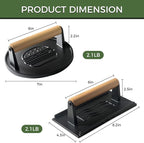 Cast Iron Smash Burger Press (2PCS),Grill Bacon Meat Press Tool,Perfect for Blackstone, Camp Chef, Weber Grills & Indoor Griddles – BBQ & Cookout Must-Have (Round & Rectangle (Flat Bottom)