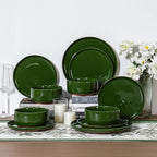 GZG Ceramic Dinner Plates Set of 4, 10.25 Inch Speckled Stoneware Plates with Clay-Tone Base, Large Ceramic Plates for Steak, Salad, Pizza, Microwave Oven Dishwasher Safe