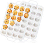 Vinino Mini Muffin Pan with Metal Reinforced Frame-2Pack, Silicone Cupcake Pan for Baking 24 Cup Mini Size, BPA Free Silicone Muffin Tray, Cupcake Baking Pan Molds for Oven Dishwasher Safe - Cream