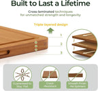 Butcher Block 2-Pcs Carbonized Bamboo Cutting Board Set With Juice Groove For Meal Prep & Cheese Serving - Ideal Kitchen Gift Set of 2 (M+L)
