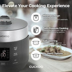 CUCKOO Twin Pressure Rice Cooker 6-Cup Uncooked / 12-Cup Cooked with Nonstick Inner Pot, Versatile Rice Maker & Warmer with 16 Menu Options, Open Cooking Mode, Voice Guide, Gray (CRP-ST0609FG)