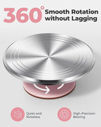 Kootek Aluminium Cake Turntable Set, Baking Tools with Revolving 12" Cake Stand for Decorating, 12.7" Offset Spatula, 3 Stainless Steel Frosting Icing Smoother, Cake Serve Cake Decorating Kit Supplies