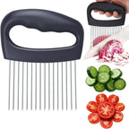 Extra-Large Onion Holder for Slicing, Onion Chopper Vegetable Cutter, Extra-Large Tomato Slicer with 16 Long Needles, Veggie Chopper for Potato, Meat Tenderizer Tool, Food Slicer Kitchen Gadget