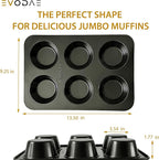 EVODAE® Jumbo Muffin Pan in Holiday Gift Box – Set of 2, 12 Cup (2x6) Large Muffin Pan & Large Cupcake Pan – Pro-Grade Nonstick Bakeware – PFOA & PTFE Free – Great Gift for Bakers & Holiday Baking