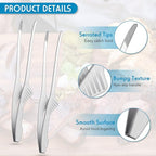 Patelai Korean and Japanese BBQ Tongs Non Slip Cooking Utensils Stainless Steel Tongs for Serving Food, Salad, Camping, Barbecue, Buffet, Oven with Support Stand(Silver,4 Pieces)