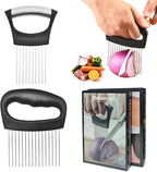 2 PCS Onion Holders for Slicing, Extra-Large & Mini Onion Slicer Tool Set, Food Cutting Guide for Tomato Potato Meat, Practical Meat Tenderizer Tool, Vegetable Chopper, Kitchen Essentials