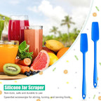 2 Pieces Long Handle Silicone Jar Spatula Kitchen Scraper Spatula Non-Stick Rubber Silicone Scraper for Jars, Smoothies, Blenders Cooking Baking Stirring Mixing (Blue)
