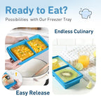 Silicone Freezer Tray with Lid Soup Freezer Container Molds with Steel Reinforced Rim Large Ice Cube Tray Makes 4 Perfect 2 Cup Portions Cubes Storage Food Ice Trays Kitchen Tools for Cooking 2 Pack