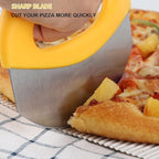 Premium Pizza Cutter Food Chopper-Super Sharp Blade Stainless Steel Pizza Cutter Rocker Slicer with Protective Sheath Multi Function Pizza Knife Kitchen Tools,Dishwasher Safe (Yellow)