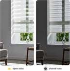 Persilux Cordless Zebra Blinds for Windows Free-Stop Roller Windows Shades (34" W X 47" H, Cream) Dual Layer Light Control for Day and Night, Light Filtering Sheer Shades for Home, Bedroom