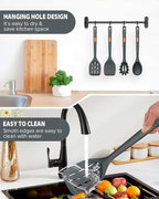 Silicone Spatulas and Spaghetti Spoons, 4 Pack Heat Resistant Full Silicone Cooking Utensils Set, Non Stick Large Kitchen Spatula Spoons for Cooking, Mixing, Serving, Draining
