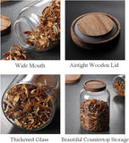 Large Glass Jars with Airtight Wooden Lid, Food Storage Glass Canister, Clear Cereal Storage Container for Flour, Sugar, Coffee Beans, Snack (94 FL OZ (2800ml))