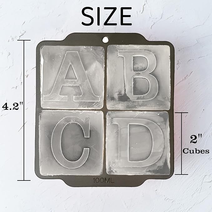 Letter S Monogram Ice Cube Mold Custom Ice Cube Mold 2 Inch Big Initials Silicone Ice Cube Tray Gifts for DAD Gifts for Him