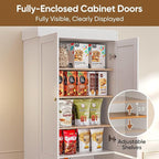 70.8" Tall Farmhouse Kitchen Pantry Cabinet with Doors, Modular Storage Cabinet with 4-Tier Adjustable Shelves, White, Wooden Hutch for Kitchen, Living Room, Set of 4