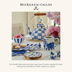 MACKENZIE-CHILDS Enamel Everyday Bowl, Serving Bowl for Entertaining, Small, Pink-and-White Rosy Check, Set of 1