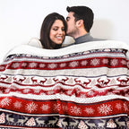 PAVILIA Premium Christmas Sherpa Throw Blanket | Christmas Decoration Reindeers, Fleece, Plush, Warm, Cozy Reversible Microfiber Holiday Blanket 50 x 60