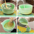 9 Pcs Matcha Whisk Set 18OZ Japanese Matcha Tea Set Includes Matcha Bowl with Spout,Cups,Bamboo Whisk,Ceramic Chasen Holder,Tea Towel, Bamboo Scoop and Sifter Matcha Kit Gift for Ceremony Christmas