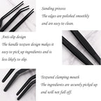 Professional Stainless Steel Food Tongs Stainless Steel Kitchen Tweezers Tongs Set 11.8 Inch Professional Chef Cooking Tools for BBQ Plating Baking (3, Black)