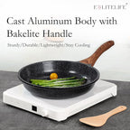 ESLITE LIFE Nonstick Ceramic Frying Pan Skillet with Lid, Non-Toxic Egg Omelette Kitchen Cooking Pans Compatible with All Stovetops (Gas, Electric & Induction), PTFE & PFOA Free (Black, 9.5" w/Lid)