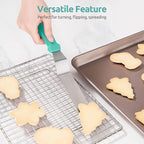 Icing Spatula, U-Taste Offset Spatula Set with 6", 8", 10" Blade, 18/0 Stainless Steel with PP Plastic Handle Angled Cake Decorating Frosting Spatula Set of 3 (Teal/Aqua Sky)