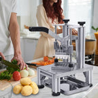 Commercial French Fries Cutter 1/4″ 3/8″ 6 Wedges 6 Wedges to Core Stainless Steel Blades Potato Slicer Fruit Chopper for Restaurant Home Kitchen Cutting, Sliver