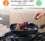 HOTEC Premium Stainless Steel Locking Kitchen Tongs with Silicon Tips, Set of 3-7", 9" and 12" (Purple)