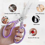 Heavy Duty Sharp Kitchen Scissors, Dishwasher Safe, Cooking Shears for Meat, Chicken, Fish, Poultry, Herb, Bread (Purple)