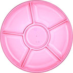 Plasticpro 6 Sectional Round Plastic Serving Tray/Platters Pink Pack of 2