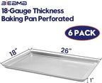 6 Pack Full Size 18" x 26" Aluminum Baking Sheet Pan Perforated, Commercial Bakery Equipment Cookie Sheets, NSF Approved Baking Tray