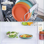 12 Pcs Unbreakable Deep Dinner Plates Set, 10 inch Reusable Plastic Wheat Straw Plates, Microwave and Dishwasher Safe Plate for Kitchen, Lightweight Plate for Dessert, BPA Free, 6 Colors