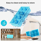 2 Pack Silicone Extra Large Ice Cube Tray - Ice Cube Molds with Lid Reusable & BPA Free, 8 Grids Silicone Large Square Ice Cube Trays Easy Release Ice Cube Tray for Iced Coffee, Cocktail, Whiskey