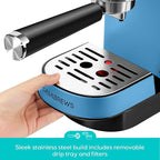 CASABREWS CM5418 Espresso Machine 20 Bar, Stainless Steel Espresso Maker with Milk Frother Steam Wand, Professional Coffee Machine with 34oz Removable Water Tank, Baby Blue