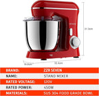 Stand Mixer, 5.5 Quart, 10 Speed Tilt-Head Kitchen Mixer, Copper Motor, Household Food Mixer with Bowl, Flat Beater, Dough Hook, Egg Whisk (450W Red)