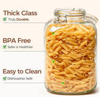 ComSaf Rice Container 152oz, Flour Sugar Storage Containers, Glass Jars with Airtight Lid, 1.17 Gallon Mason Jar, Large Storage Containers with Lids for Pickled Egg, Pasta, Cereal, Beans, Set of 2