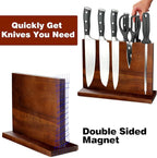 Magnetic Knife Block Double Sided Magnetic Knife Holder Rack with Strong Enhanced Magnets Acacia Wood Magnetic Knife Storage Stand (Acacia Wood)