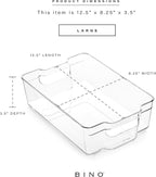 BINO | Stackable Storage Bins, Large - 4 Pack | The Stacker Collection | Clear Plastic Storage Bins | Organization and Storage Containers for Pantry & Fridge | Multi-Use Organizer Bins | BPA-Free