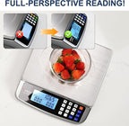 66lb Food Scale, Commercial Kitchen Scale with Price Computing, Plug-in Usable, 0.05oz/1g, 304 Stainless Steel, for Cooking, Vegetables, Farm, Industry, Counting. LC300 Grey