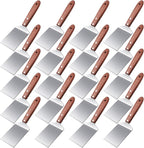 BBTO 20 Pcs Small Spatula Pizza Spatula Bulk Brownie Cookie Pie Server Pie Cake Stainless Baking Triangular Cutter Spade Wood Handle Shovel for Desserts Pizza Cake Biscuit(Brown)