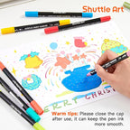 Shuttle Art 28 Colors Dual Tip Acrylic Paint Markers, Brush Tip and Dot Tip Acrylic Paint Pens for Rock Painting, Ceramic, Wood, Canvas, Plastic, Glass, Stone, Calligraphy, Card Making, DIY Crafts