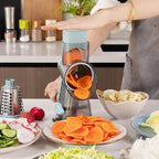 Cheese Grater,Rotary Cheese Grater with Handle, Multifunctional Rotary Cheese Shredder Effortlessly Grates Cheese, Vegetables, and Fruits (Blue)
