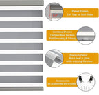 Persilux Cordless Zebra Blinds for Windows Free-Stop Roller Window Shades (58" W X 64" H, Grey) Dual Layer Light Control for Day and Night, Light Filtering Sheer Shades for Home, Easy to Install